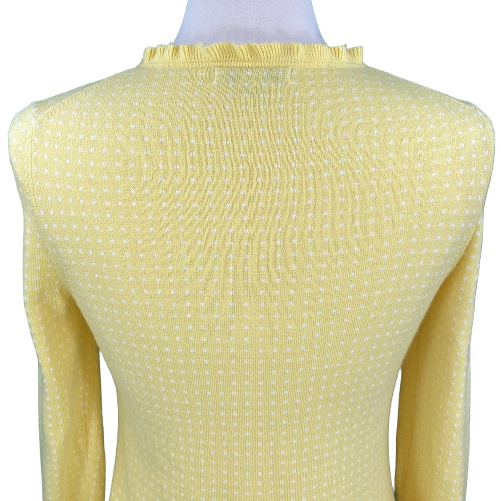 Banana Republic Factory Lemon Yellow Polka Dot Angora Hair Knit Cardigan - Picture 9 of 15